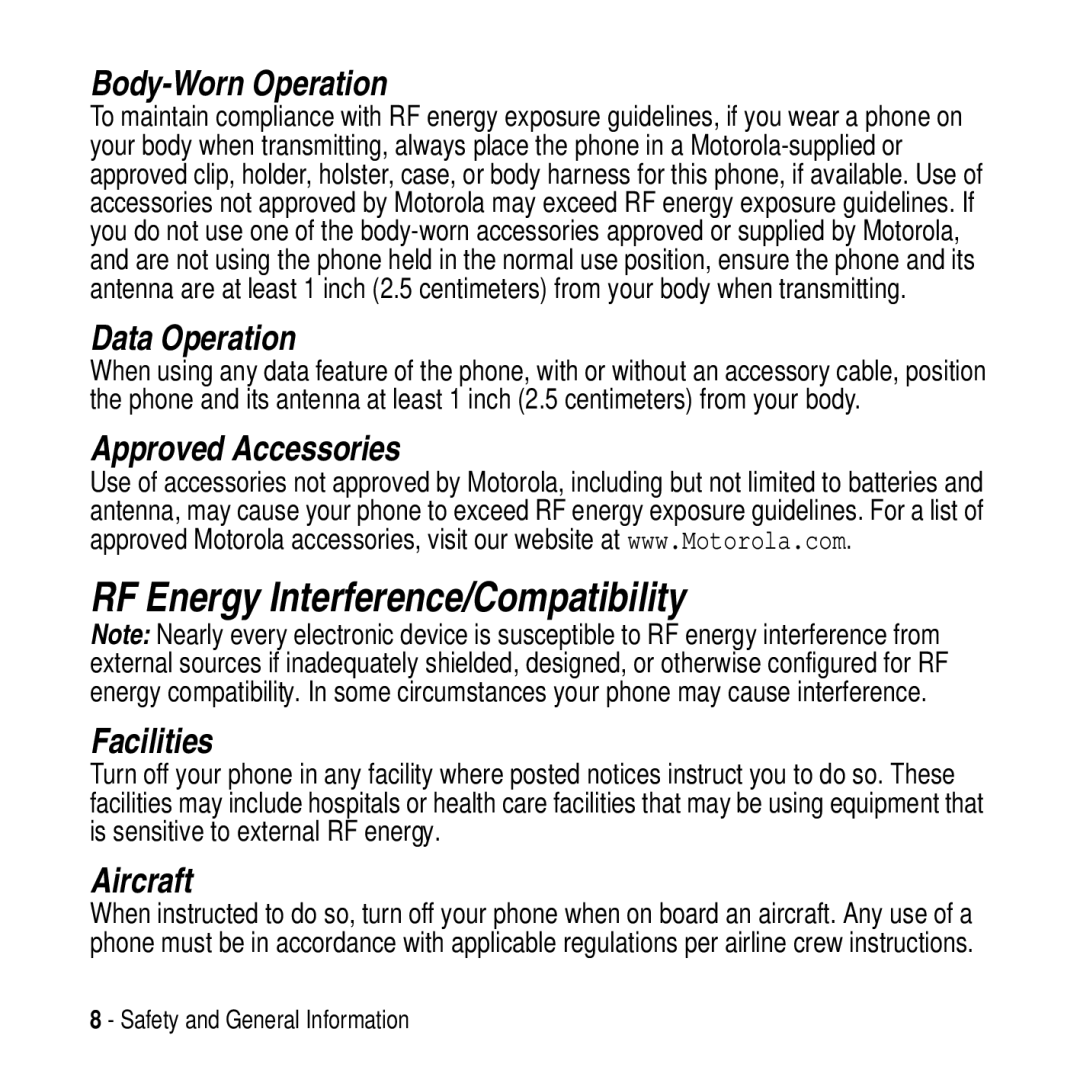 Motorola MPx200 manual RF Energy Interference/Compatibility 