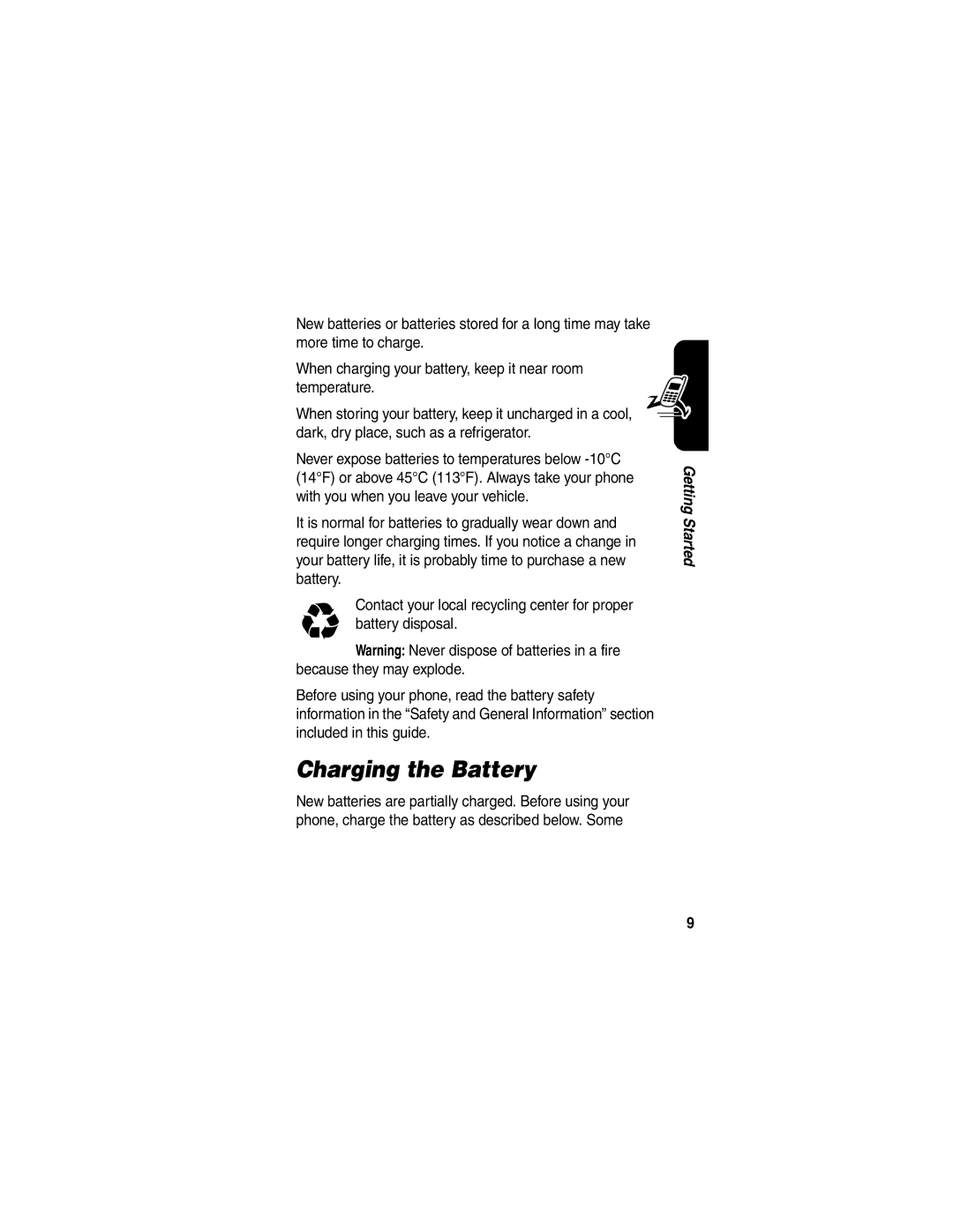 Motorola MPx220 manual Charging the Battery 