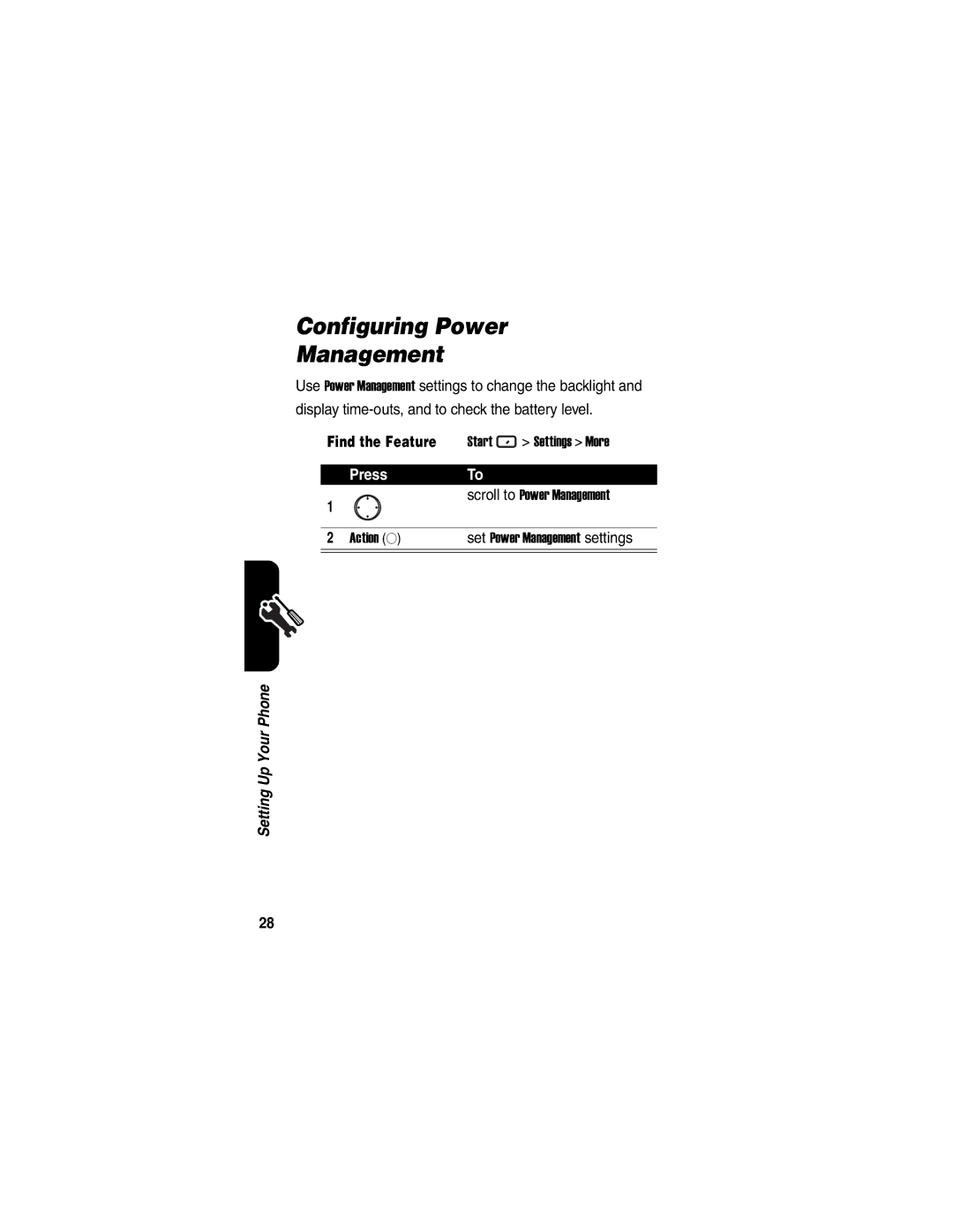 Motorola MPx220 manual Configuring Power Management 