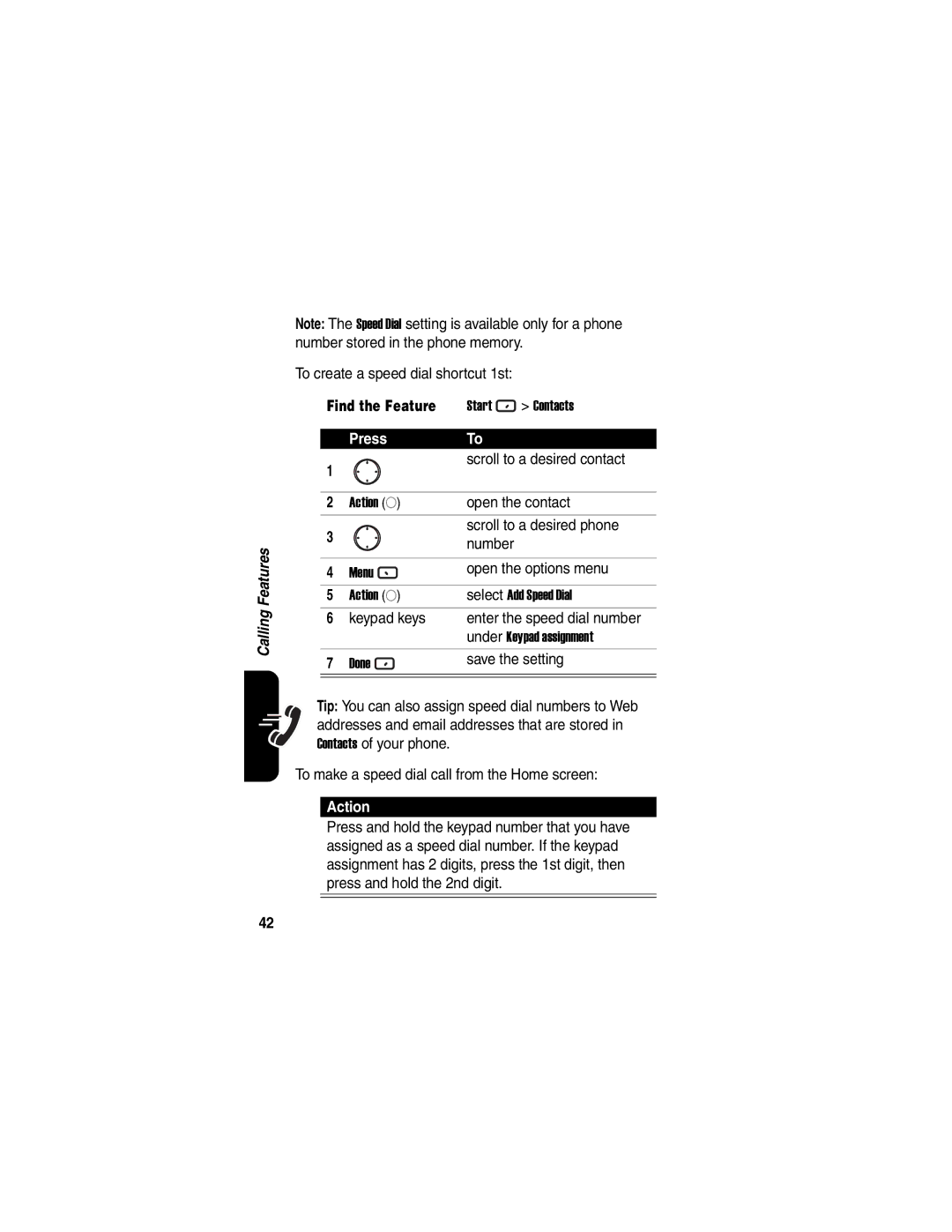 Motorola MPx220 To create a speed dial shortcut 1st, Open the contact, Scroll to a desired phone, Under Keypad assignment 