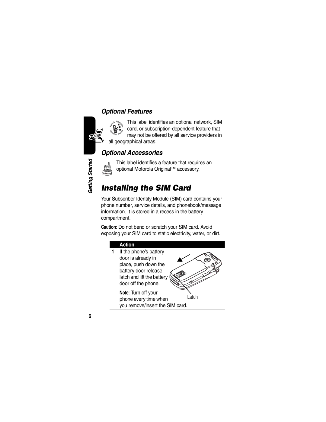 Motorola MPx220 manual Installing the SIM Card, If the phone’s battery 