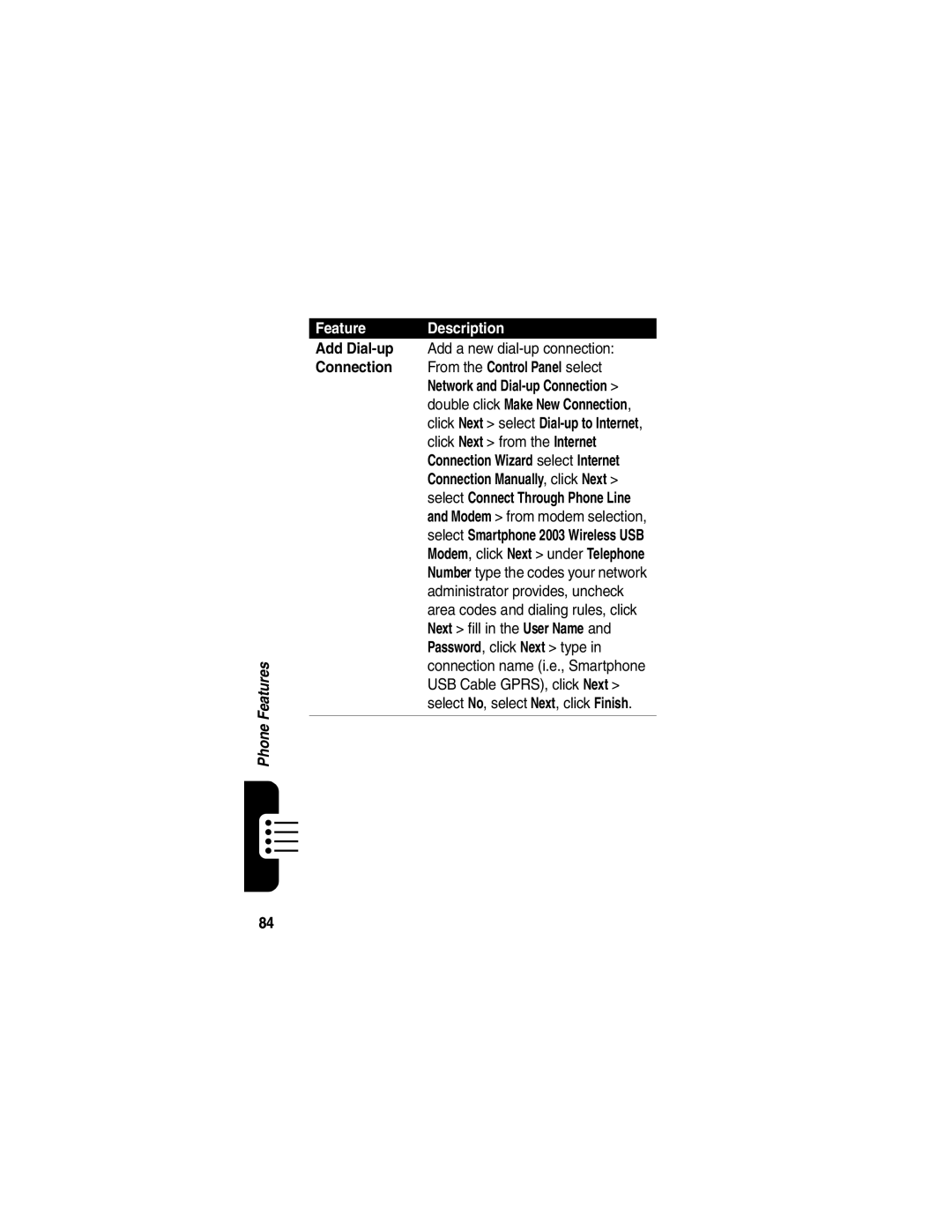 Motorola MPx220 manual Add Dial-upAdd a new dial-up connection 