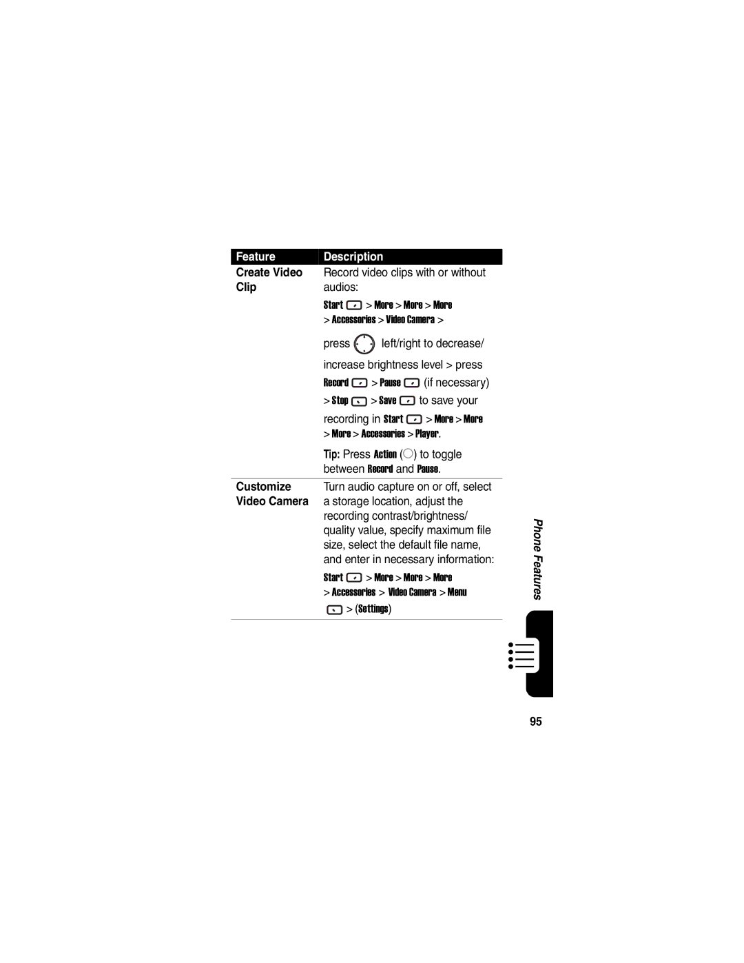 Motorola MPx220 manual Create Video, Clip 