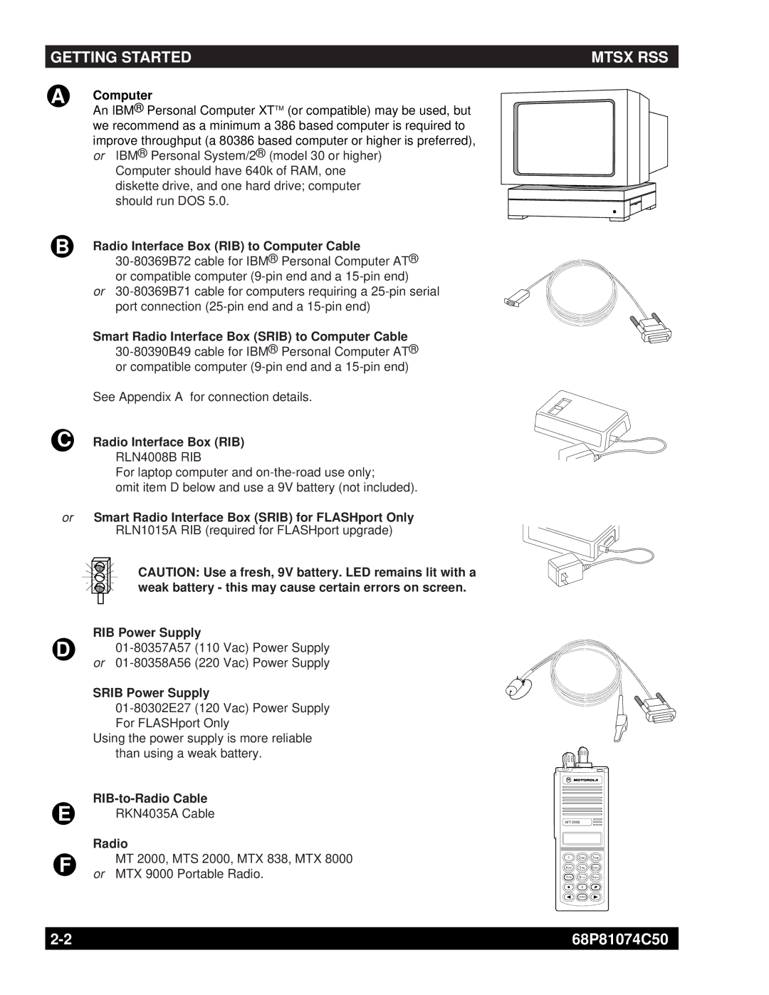 Motorola MT2000 manual Radio Interface Box RIB to Computer Cable, Or Smart Radio Interface Box Srib for FLASHport Only 