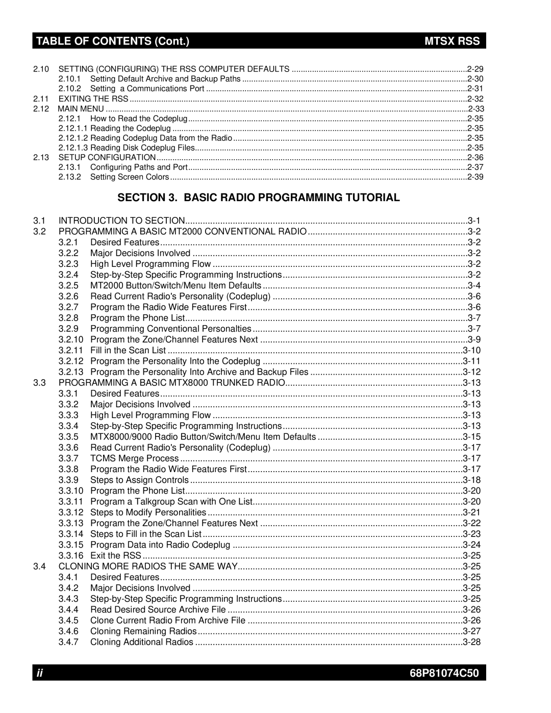 Motorola MT2000 manual Setting Configuring the RSS Computer Defaults, Exiting the RSS Main Menu, Setup Configuration 