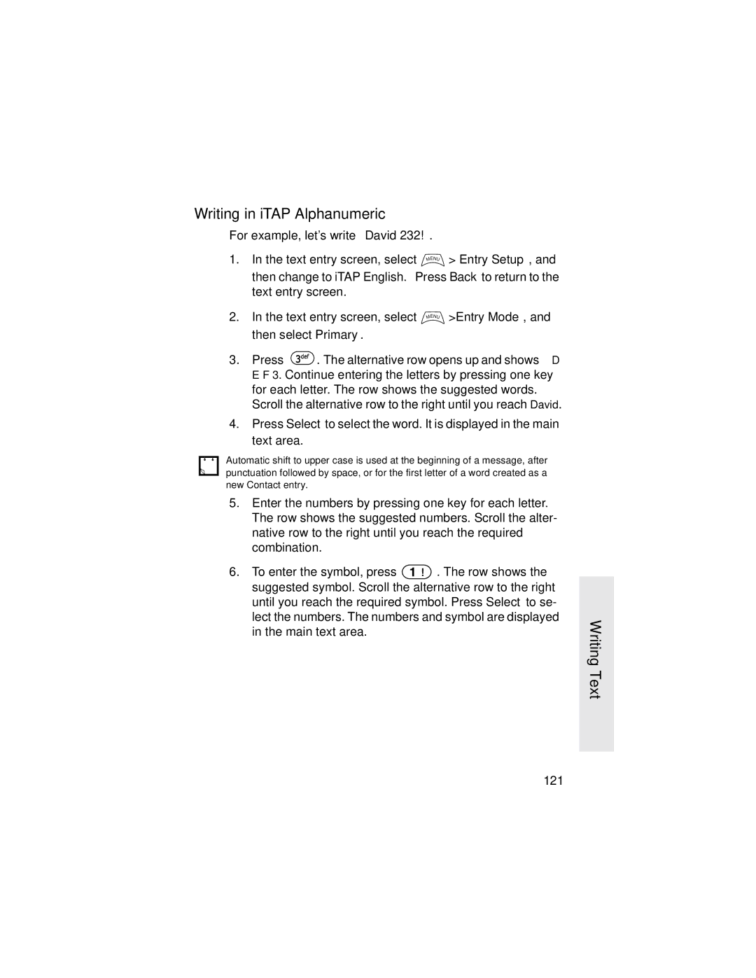 Motorola MTH800 manual Writing in iTAP Alphanumeric, Entry Mode 