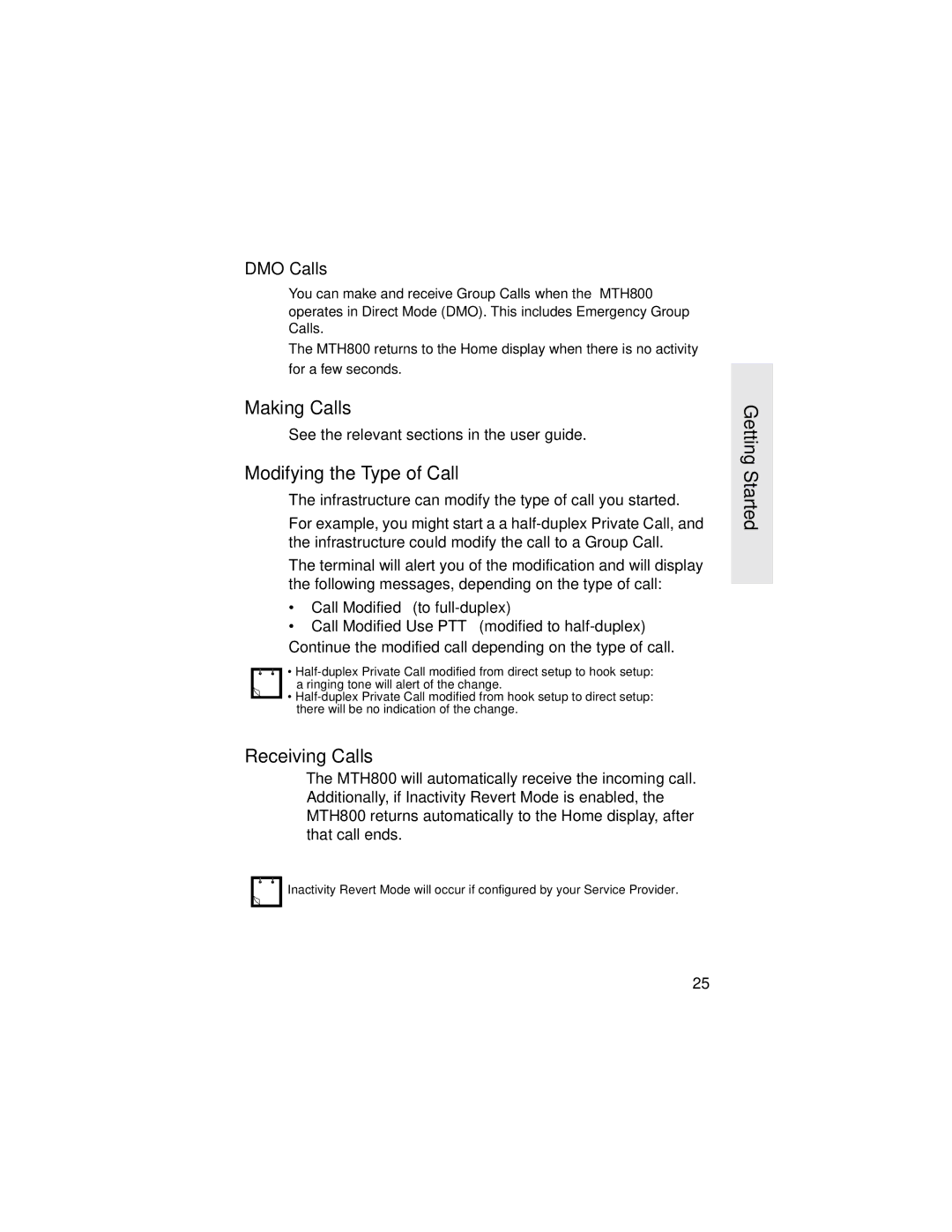 Motorola MTH800 manual Making Calls, Modifying the Type of Call, Receiving Calls, DMO Calls 