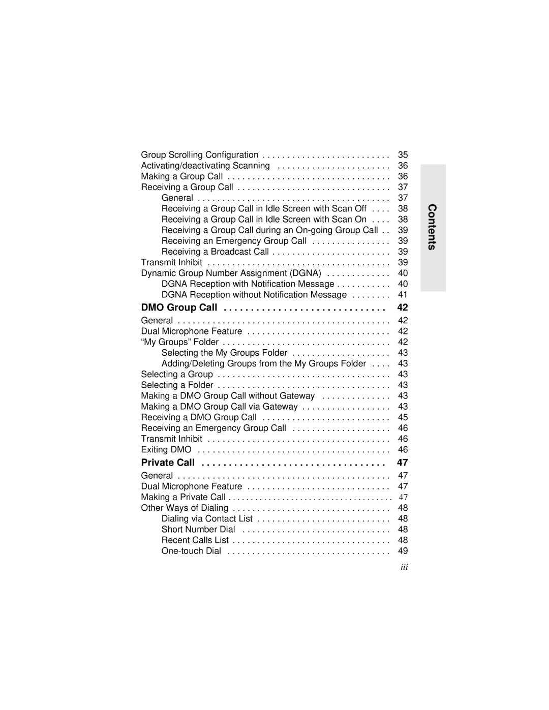 Motorola MTH800 manual Contents 