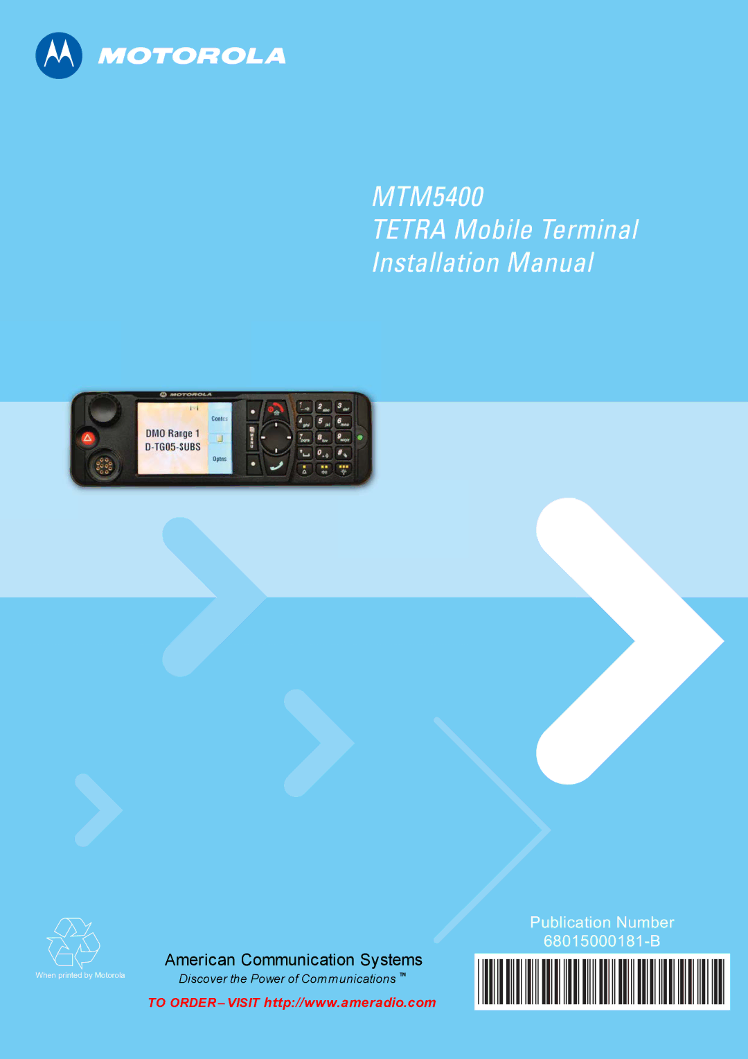 Motorola MTM5400 installation manual @68015000181@ 