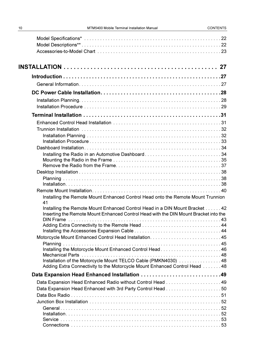 Motorola MTM5400 installation manual Introduction, DC Power Cable Installation, Terminal Installation 