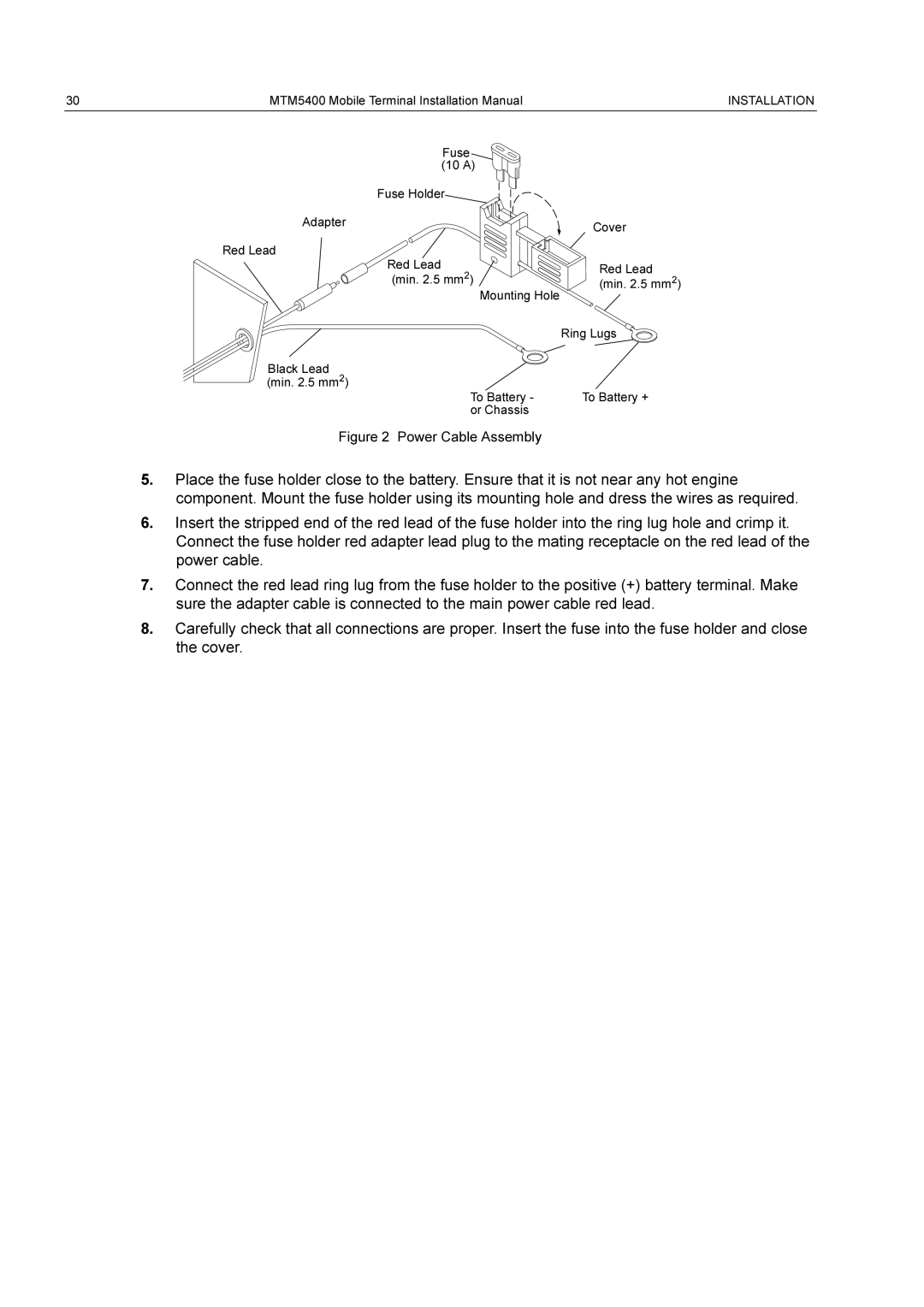 Motorola MTM5400 installation manual Power Cable Assembly 