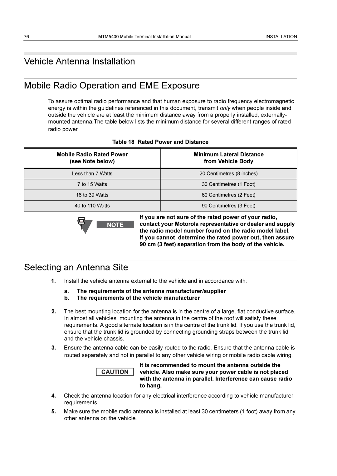 Motorola MTM5400 installation manual Selecting an Antenna Site 