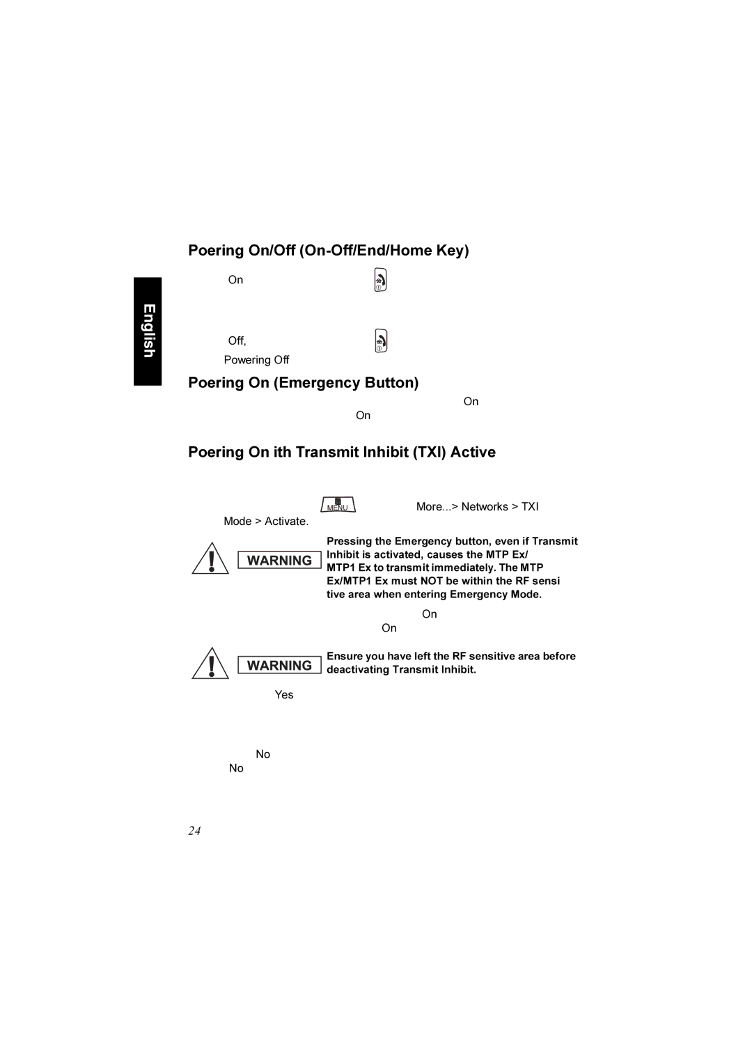 Motorola MTP810 EX, MTP850 EX manual Powering On/Off On-Off/End/Home Key, Powering On Emergency Button 