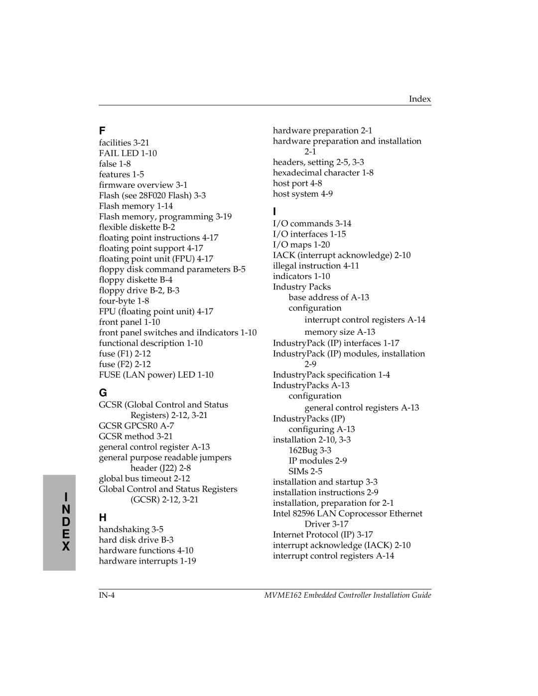 Motorola MVME162 manual IN-4 