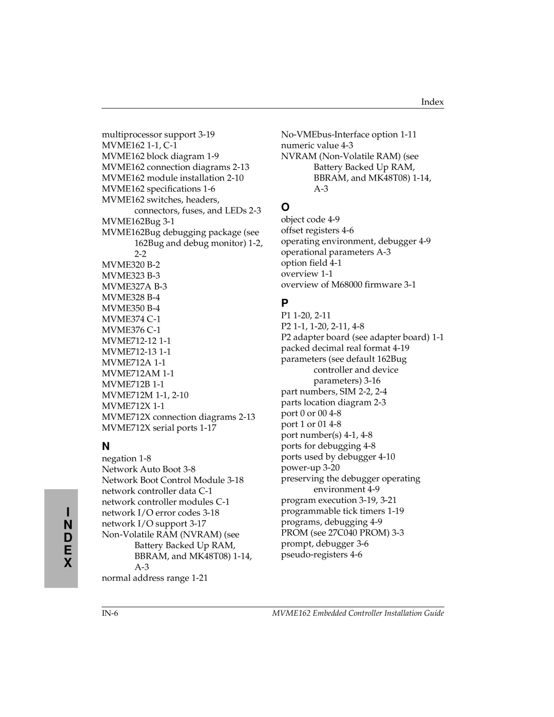 Motorola MVME162 manual IN-6 