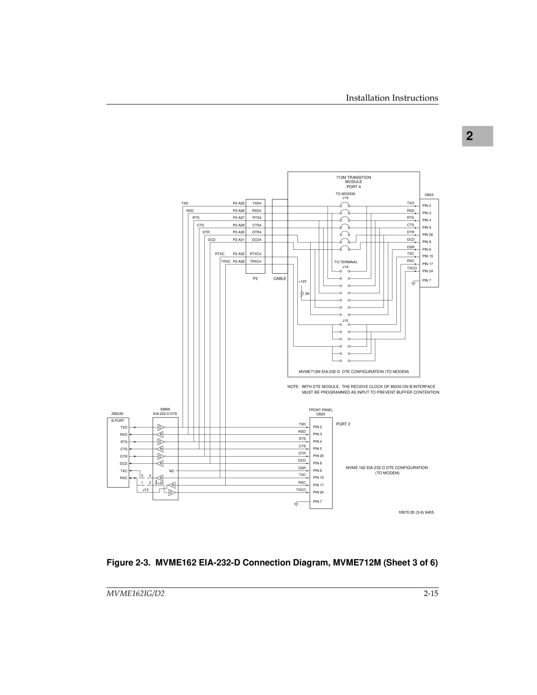 Motorola manual MVME162 EIA-232-D Connection Diagram, MVME712M Sheet 3 