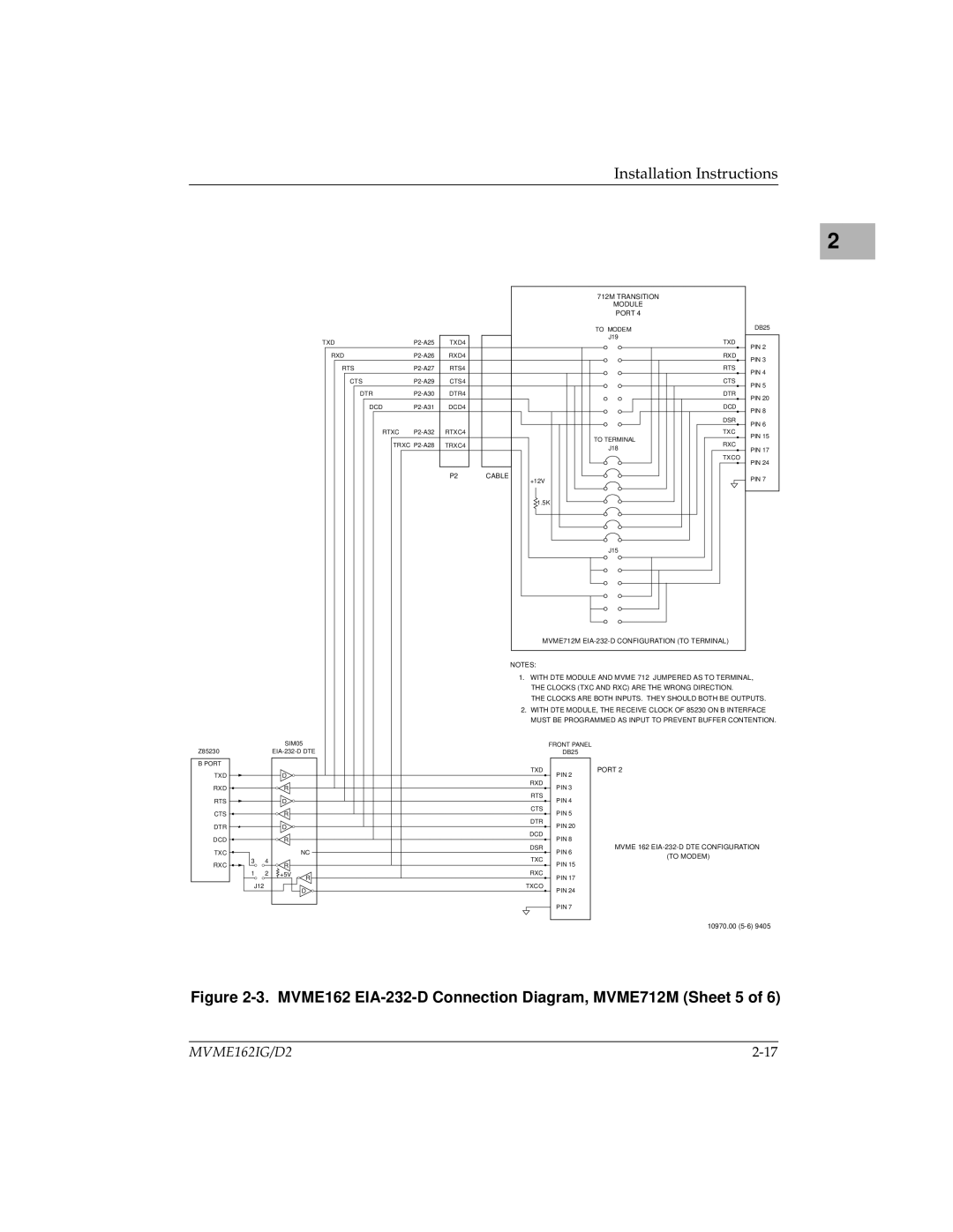 Motorola manual MVME162 EIA-232-D Connection Diagram, MVME712M Sheet 5 