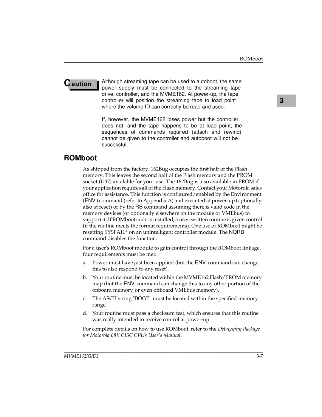 Motorola MVME162 manual ROMboot 