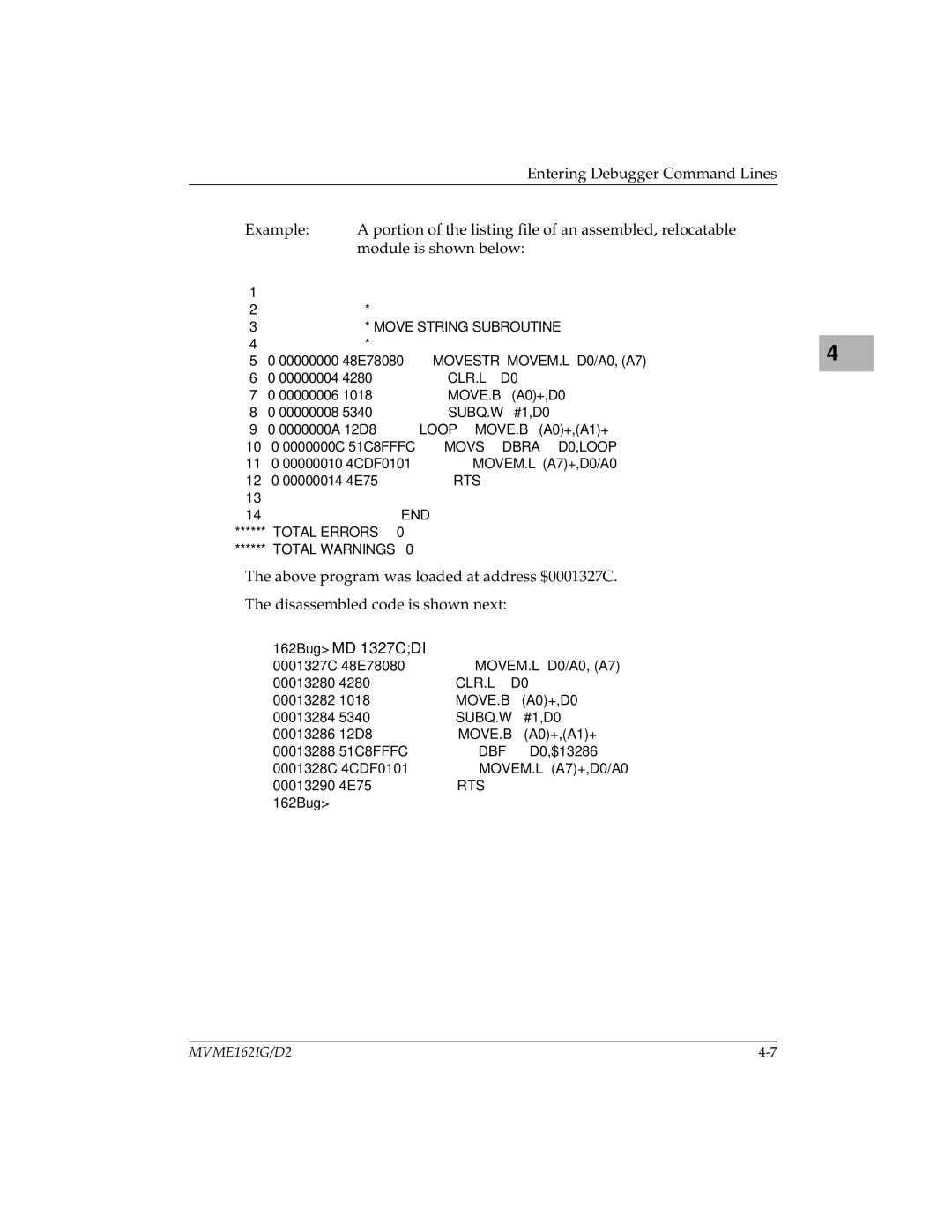 Motorola MVME162 manual 162BugMD 1327CDI 