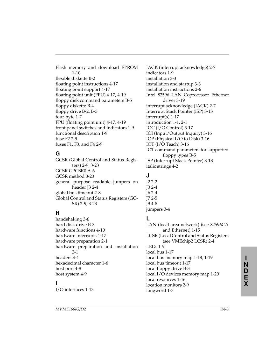 Motorola MVME166IG/D2, MVME166D2 manual IN-3 