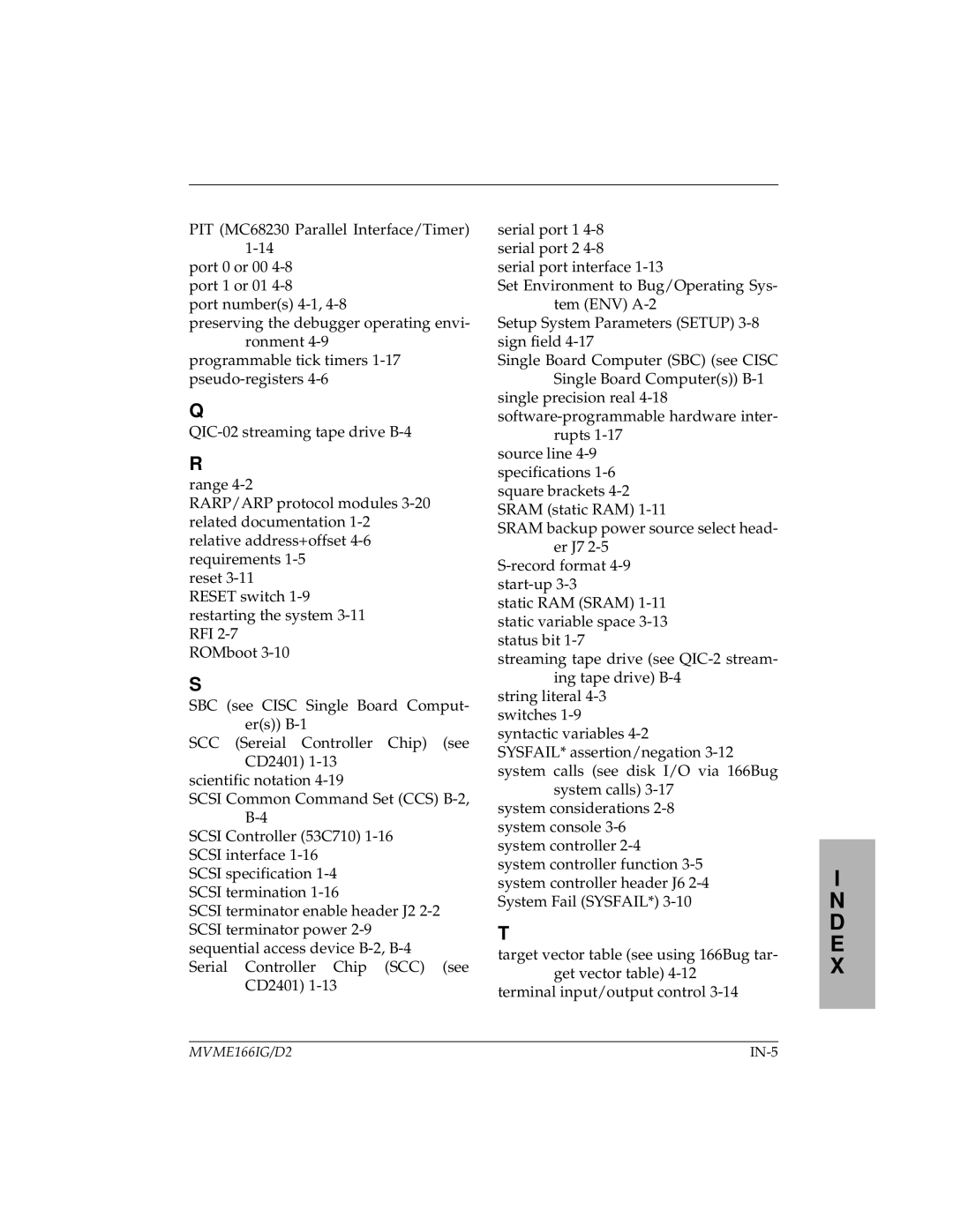 Motorola MVME166D2, MVME166IG/D2 manual IN-5 