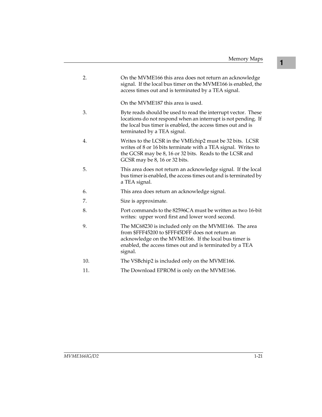 Motorola MVME166D2 manual MVME166IG/D2 