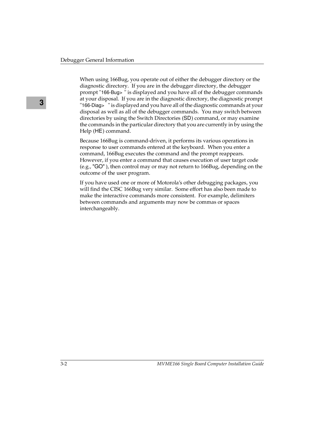 Motorola MVME166IG/D2, MVME166D2 manual MVME166 Single Board Computer Installation Guide 