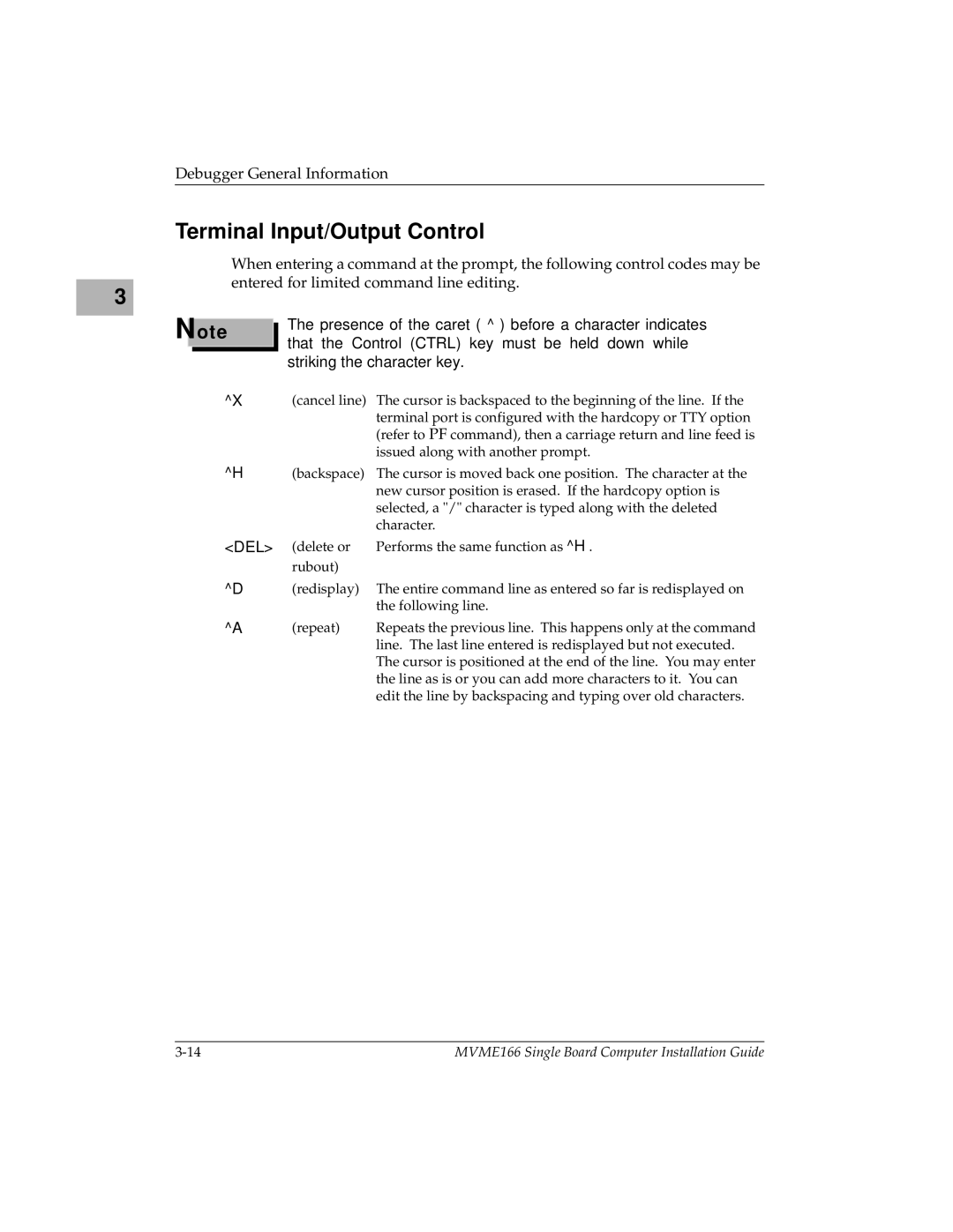 Motorola MVME166IG/D2, MVME166D2 manual Terminal Input/Output Control, Del 