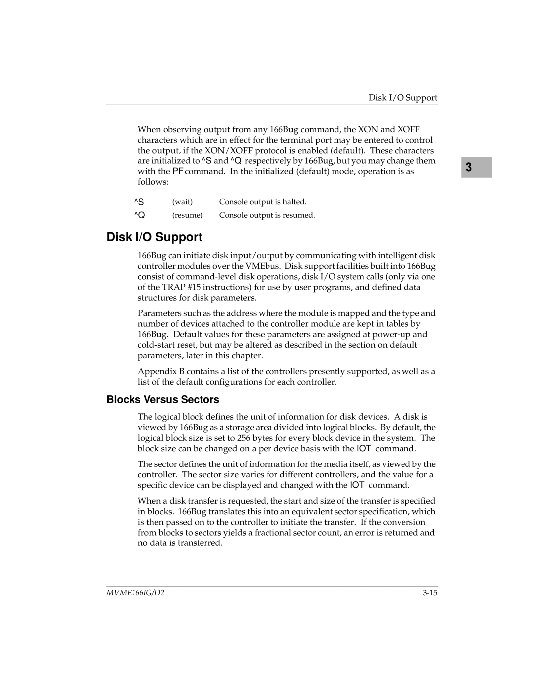 Motorola MVME166D2, MVME166IG/D2 manual Disk I/O Support, Blocks Versus Sectors 