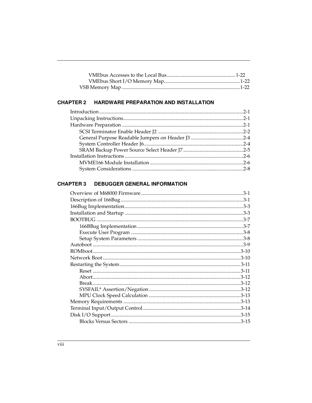 Motorola MVME166IG/D2, MVME166D2 manual Hardware Preparation and Installation 