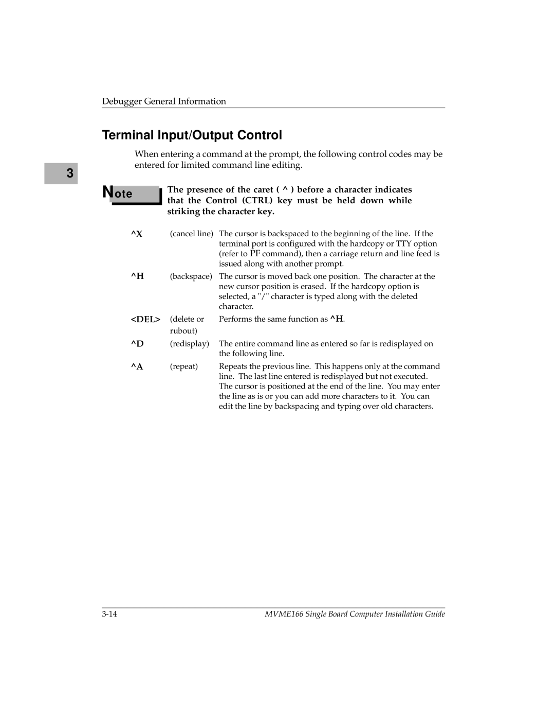 Motorola MVME166IG/D2 manual Terminal Input/Output Control, Del 