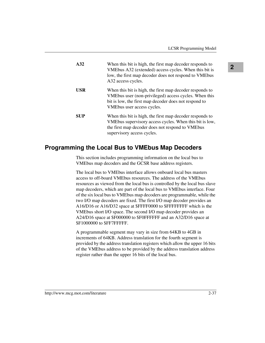 Motorola MVME172 manual Programming the Local Bus to VMEbus Map Decoders, A32 access cycles 