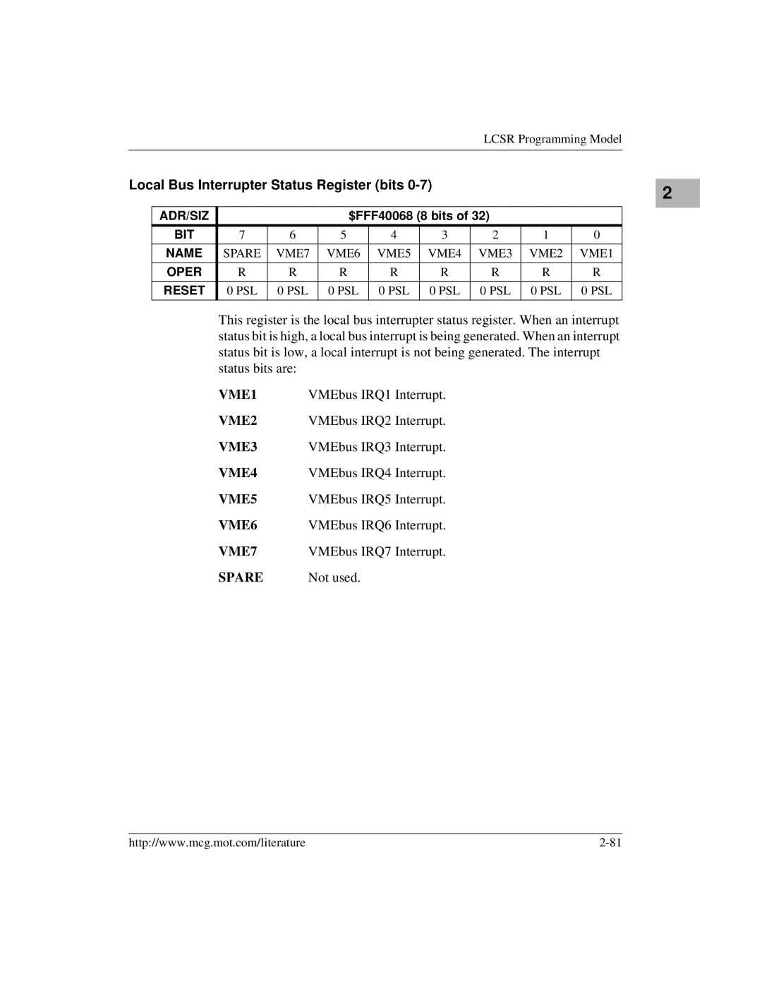 Motorola MVME172 manual VME2, VME3, VME4, VME5, VME6, VME7, Spare 