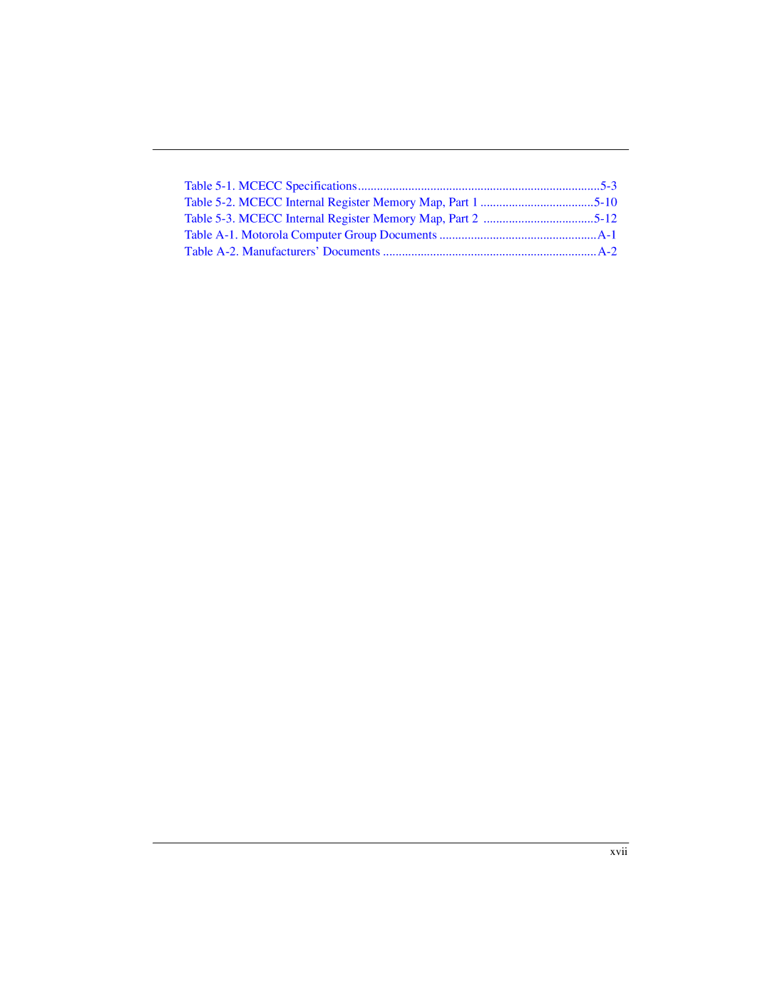 Motorola MVME172 manual Xvii 