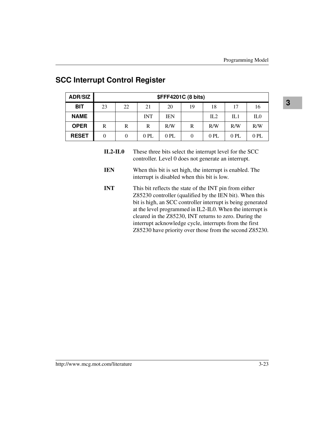 Motorola MVME172 manual SCC Interrupt Control Register 