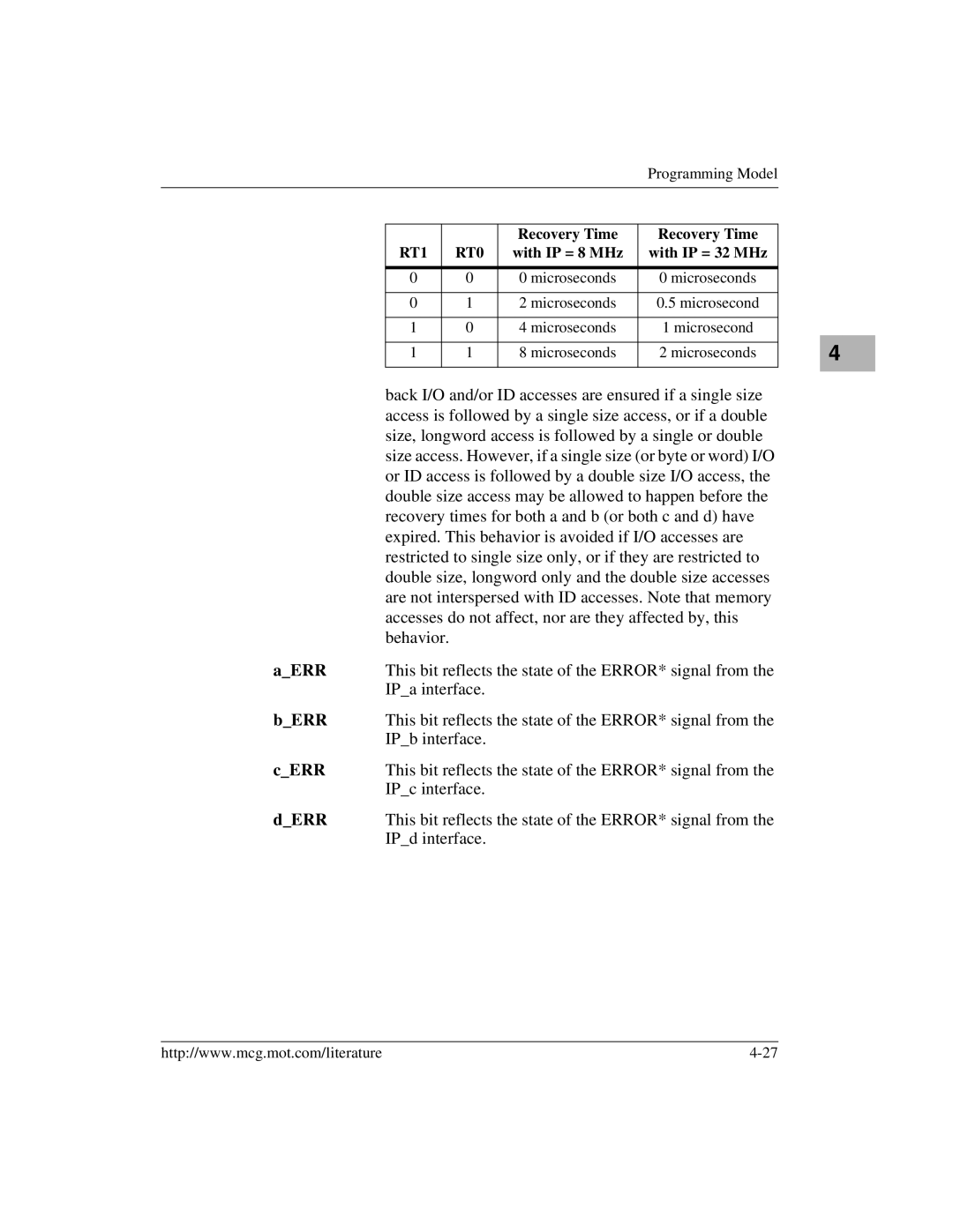 Motorola MVME172 manual Aerr, Berr, Cerr, Derr 