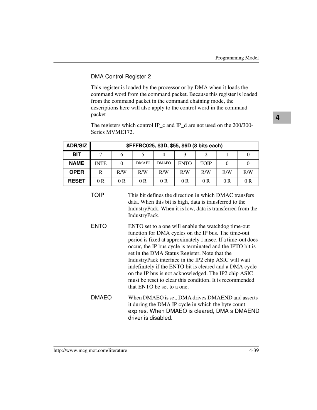 Motorola MVME172 manual Toip, Ento 