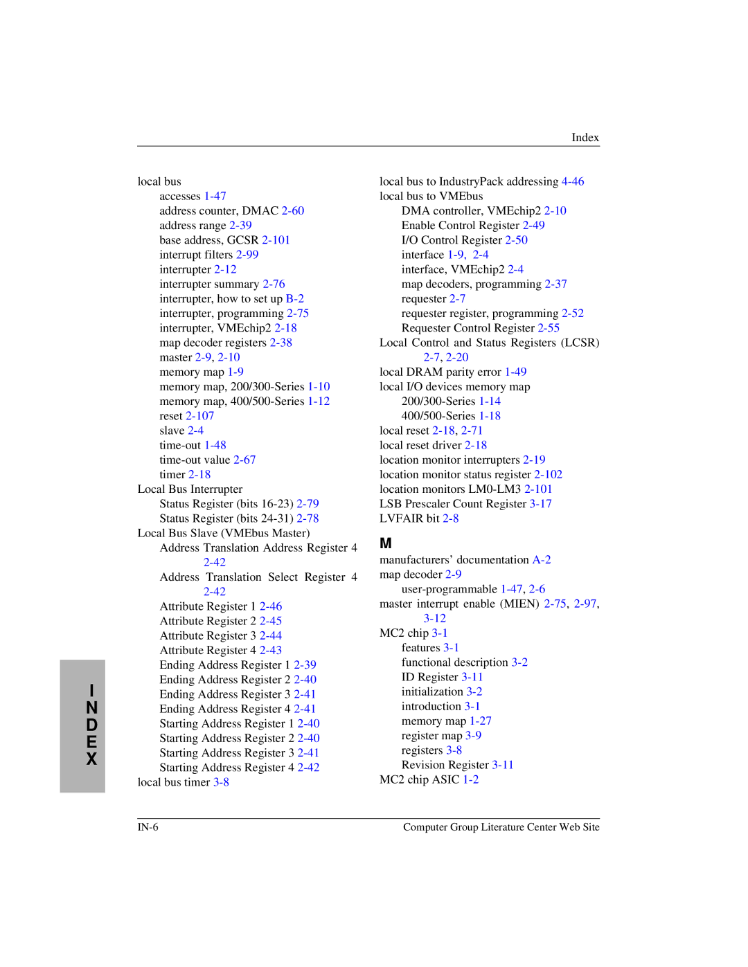 Motorola MVME172 manual IN-6 