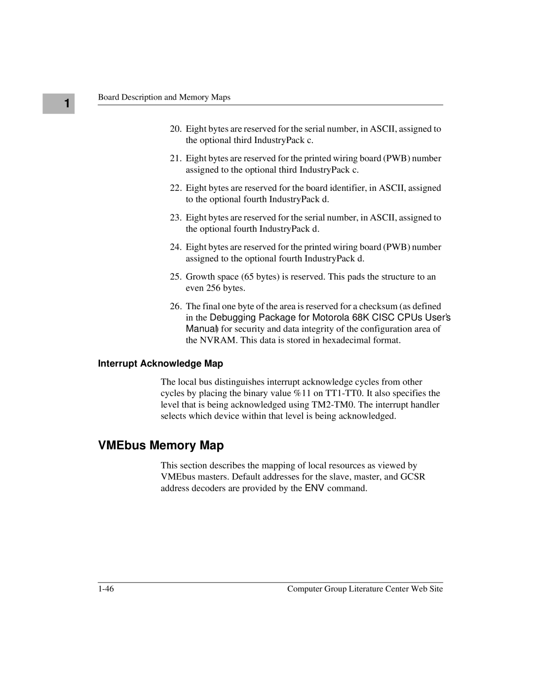 Motorola MVME172 manual VMEbus Memory Map, Interrupt Acknowledge Map 