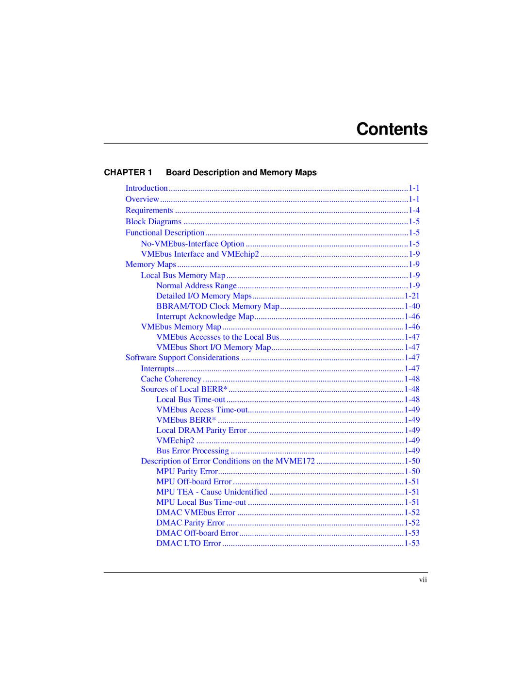 Motorola MVME172 manual Contents 