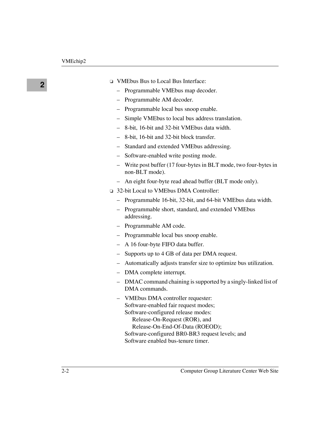 Motorola MVME172 manual VMEchip2 