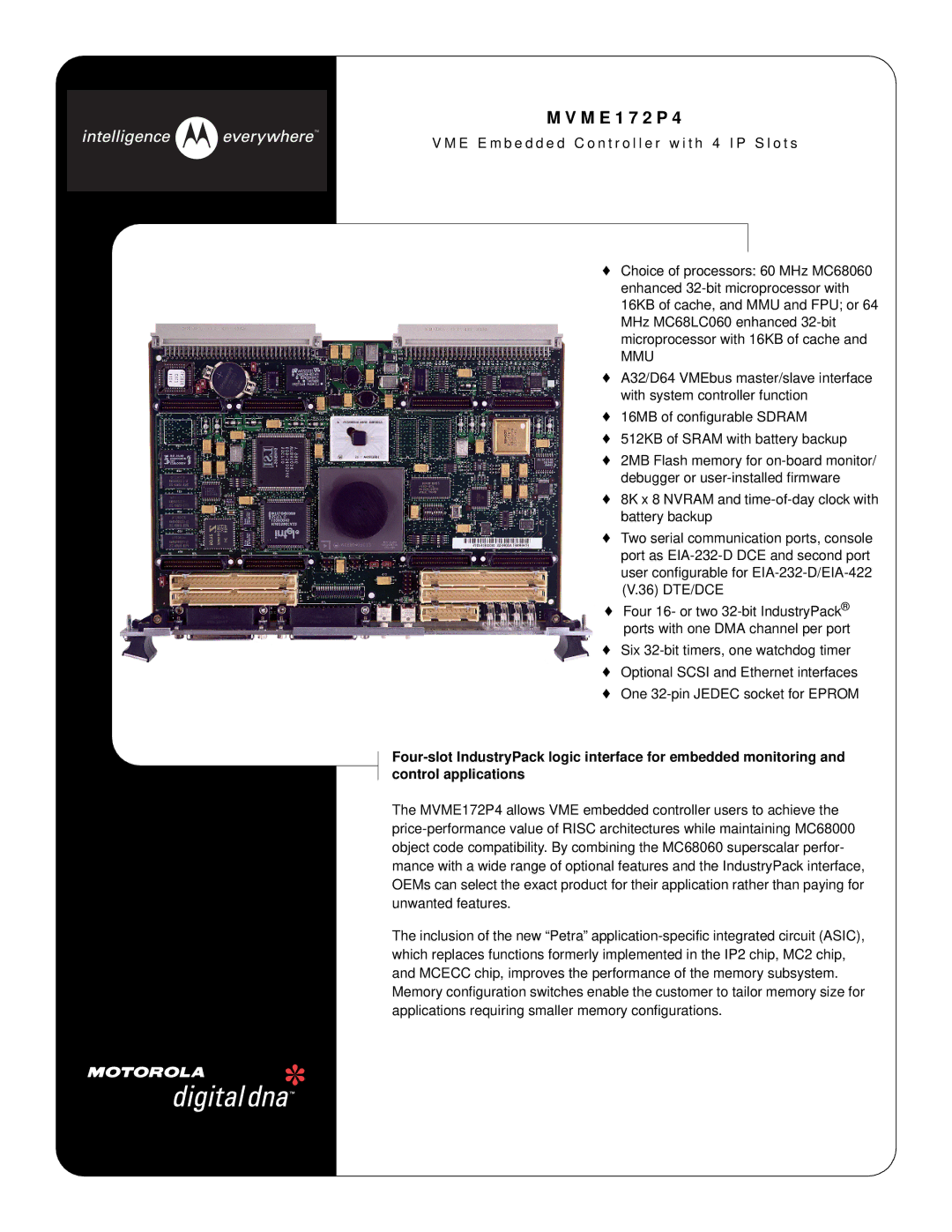 Motorola MVME172P4 manual M E 1 7 2 P 