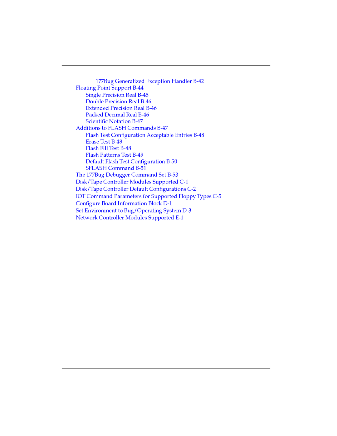 Motorola MVME177 manual Flash Fill Test B-48Flash Patterns Test B-49 