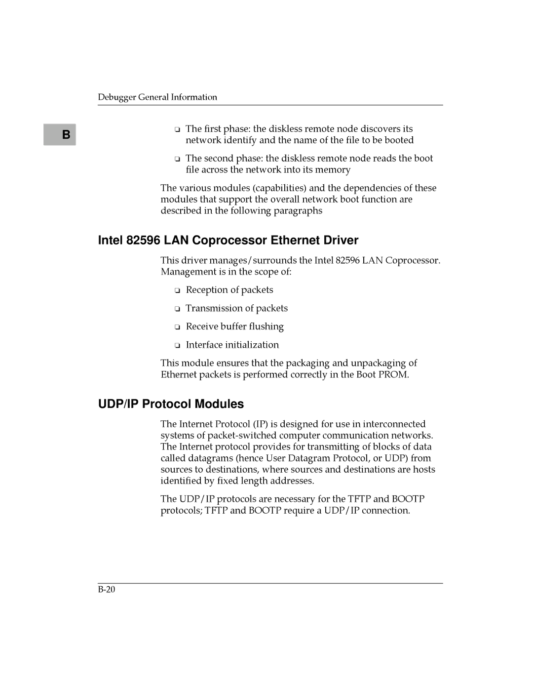 Motorola MVME177 manual Intel 82596 LAN Coprocessor Ethernet Driver, UDP/IP Protocol Modules 