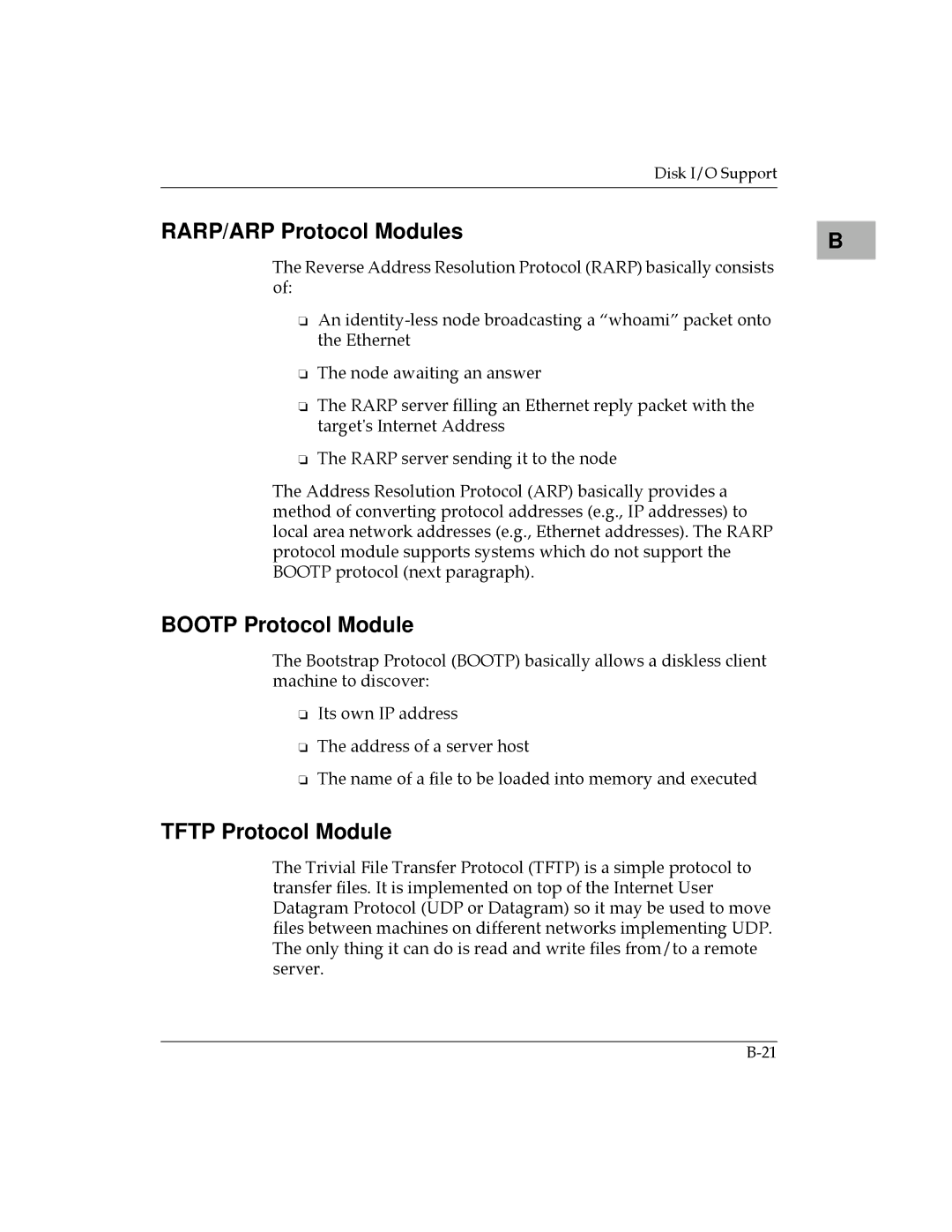 Motorola MVME177 manual RARP/ARP Protocol Modules, Bootp Protocol Module, Tftp Protocol Module 