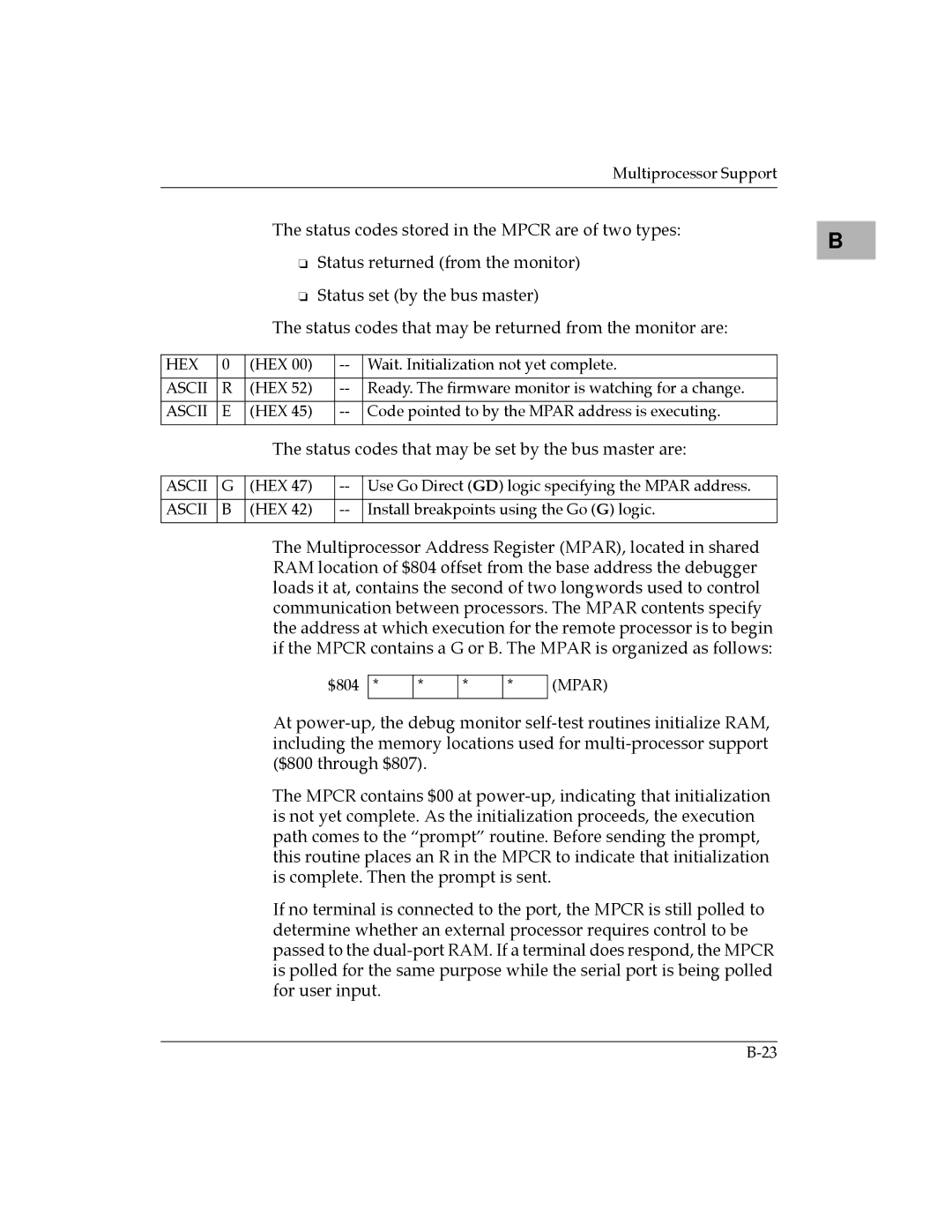 Motorola MVME177 manual Status codes that may be set by the bus master are 