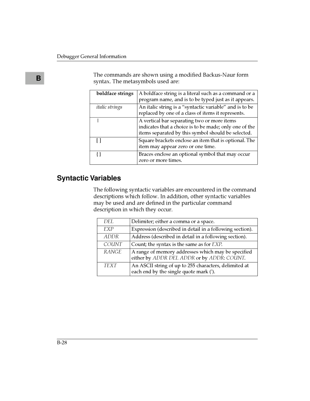 Motorola MVME177 manual Syntactic Variables, Boldface strings 