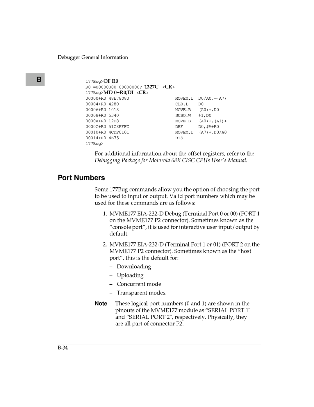 Motorola MVME177 manual Port Numbers 