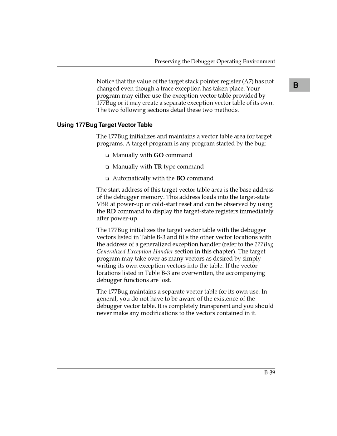 Motorola MVME177 manual Using 177Bug Target Vector Table 