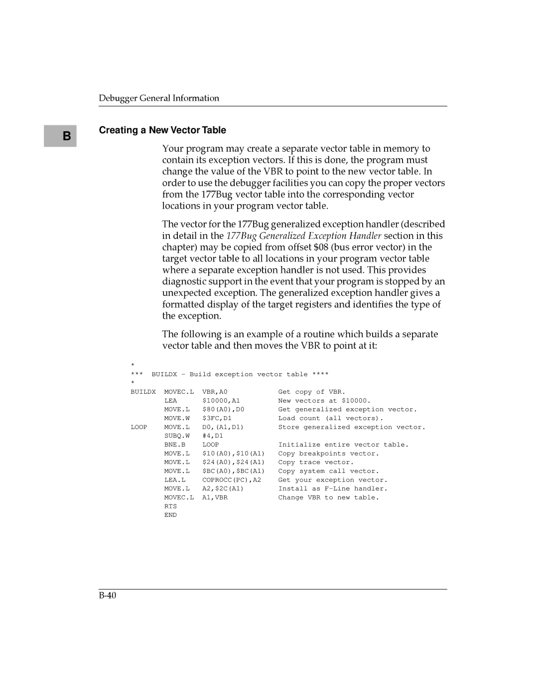 Motorola MVME177 manual Creating a New Vector Table 